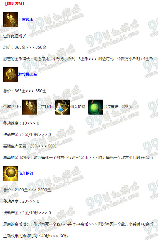 LOLS6季前赛辅助装备改动 LOLS6辅助装备改动说明