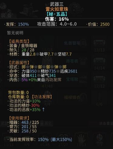 太吾绘卷界青门暗器哪个好用 太吾绘卷界青门暗器推荐