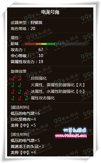 怪物猎人ol电龙号角怎么样 电龙号角属性说明