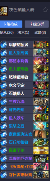 炉石传说夜色镇鱼人骑卡组分享 夜色镇鱼人骑解析