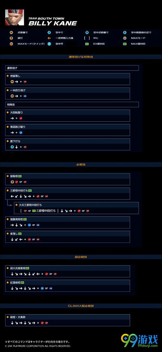 拳皇14比利出招表 拳皇14比利招式按键操纵一览