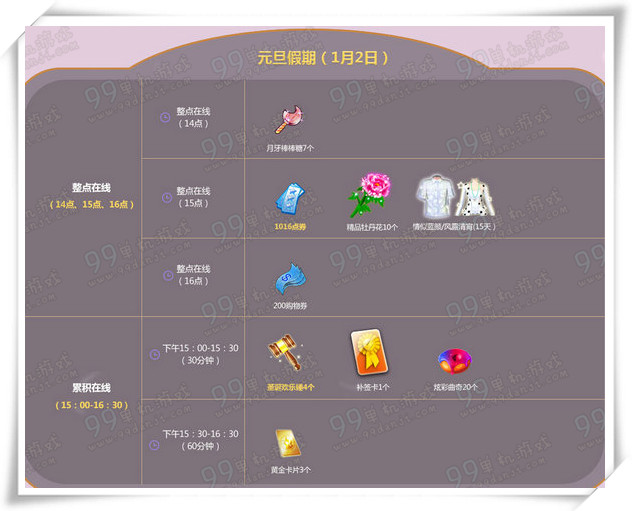 QQ炫舞元旦在线回馈2016年活动时间表 