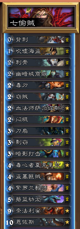 炉石传说七偷贼卡组分享 国服8月末12连胜七偷贼推荐