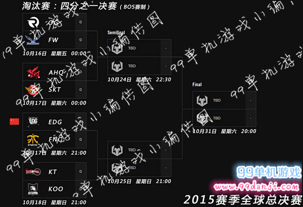 LOL2015总决赛八强对阵赛程 LOLS5四分之一决赛比赛赛程