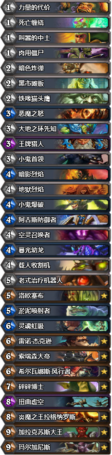 炉石传说国服天梯月末第15名宇宙术卡组分享