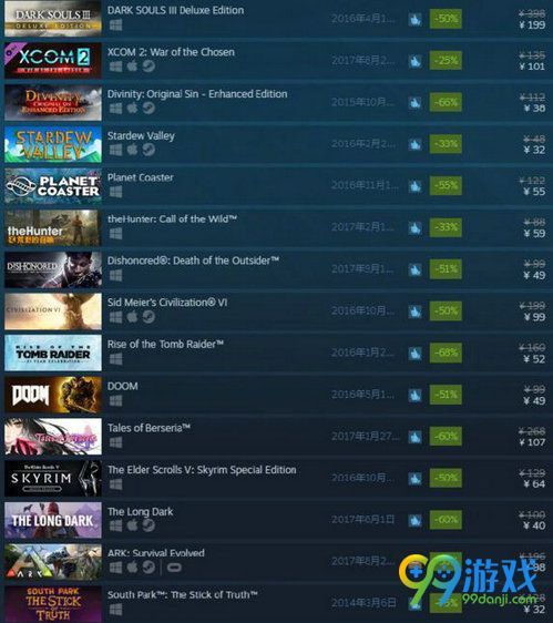 Steam2017年秋季特卖游戏汇总 11月23-29日特惠游戏