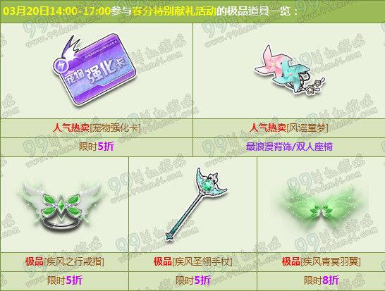 QQ飞车3月18日春分秒杀5折感恩回馈详情