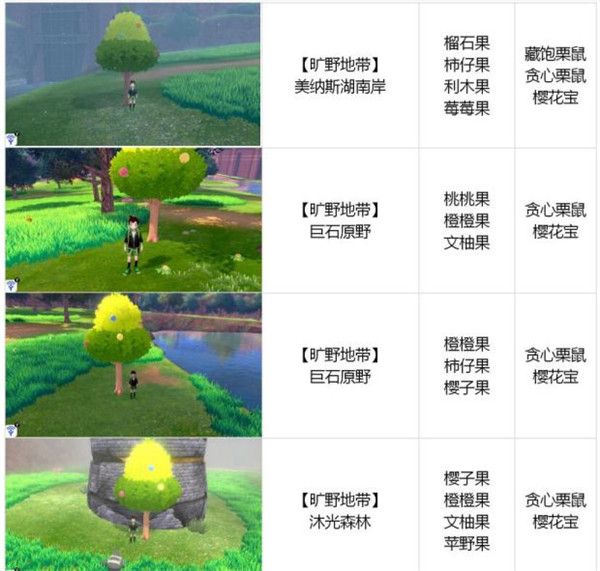 宝可梦剑盾迦勒尔地区各果树掉落什么 宝可梦剑盾迦勒尔地区全树果掉落汇总