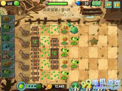 植物大战僵尸2中文版狂野西部第1关二星攻略