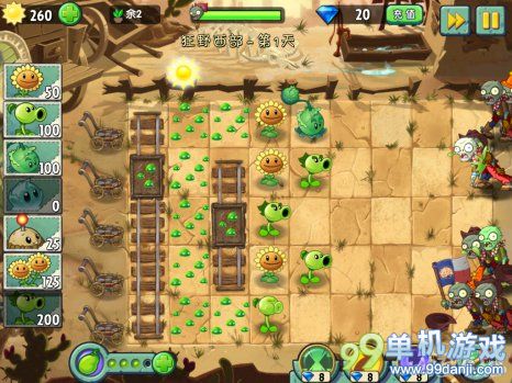 植物大战僵尸2中文版狂野西部第1关二星攻略