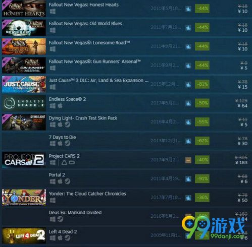 Steam2017年秋季特卖游戏汇总 11月23-29日特惠游戏