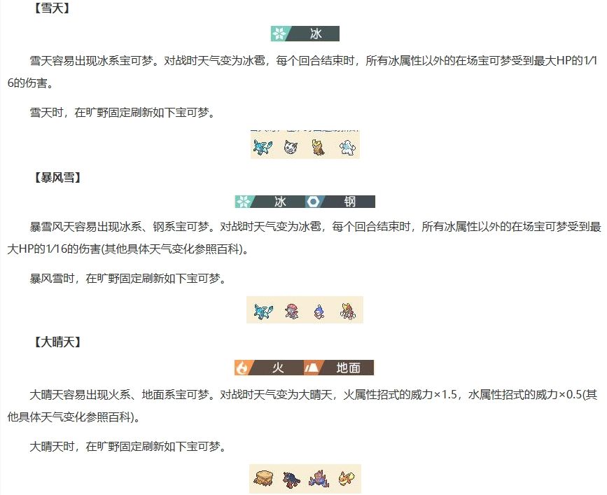 宝可梦剑盾天气效果有哪些 宝可梦剑盾天气变化信息一览