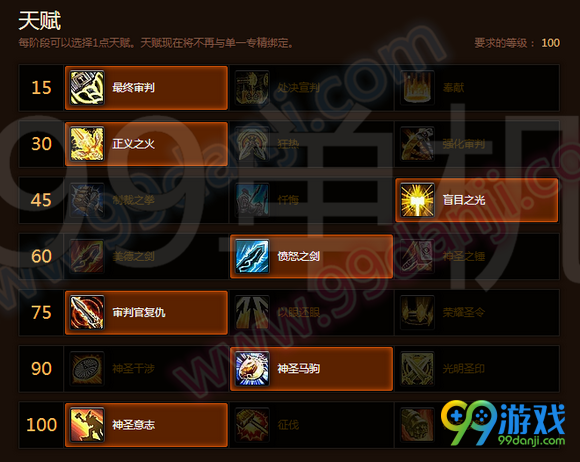 魔兽世界7.0惩戒骑天赋加点 惩戒骑单/双目标AOE天赋