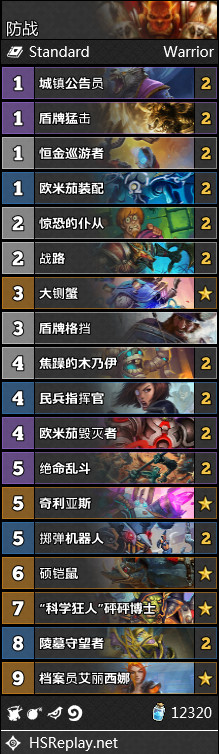 炉石传说战士奥丹姆奇兵套牌