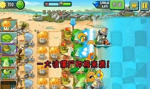 植物大战僵尸2中文版巨浪沙滩第9关攻略