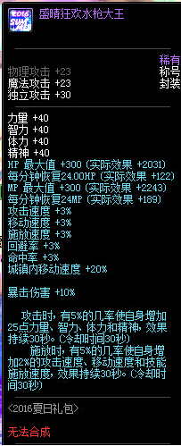 DNF盛晴狂欢水枪大王称号属性 称号外观展示