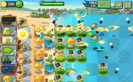 植物大战僵尸2中文版巨浪沙滩第16天攻略