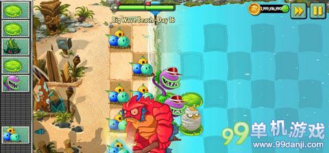 植物大战僵尸2海滩世界第16天图文过关攻略