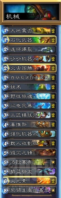 炉石传说地精大战侏儒机械萨满卡组分享
