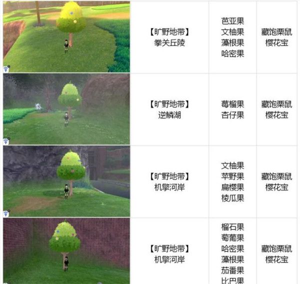 宝可梦剑盾迦勒尔地区各果树掉落什么 宝可梦剑盾迦勒尔地区全树果掉落汇总