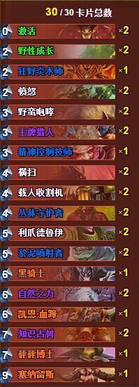 炉石传说国服第一的炎术士王牌咆哮德鲁伊卡组分享