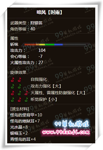 怪物猎人ol啼风时雨怎么样 啼风时雨属性说明