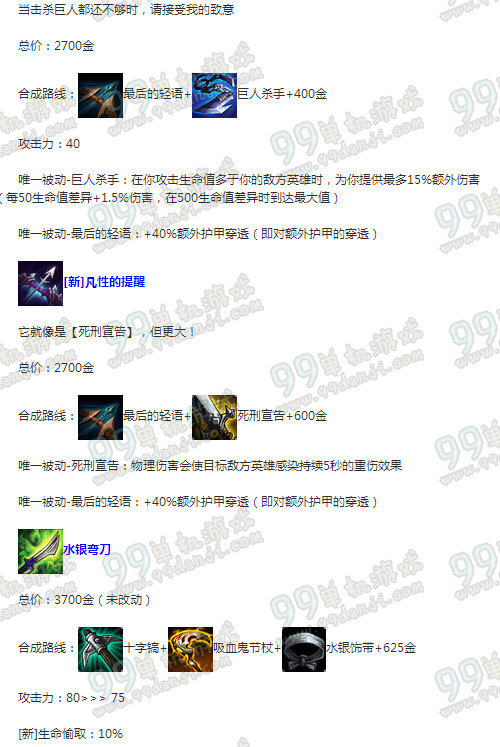 LOLS6季前赛ADC装备改动一览 LOLS6季前赛ADC出装选择