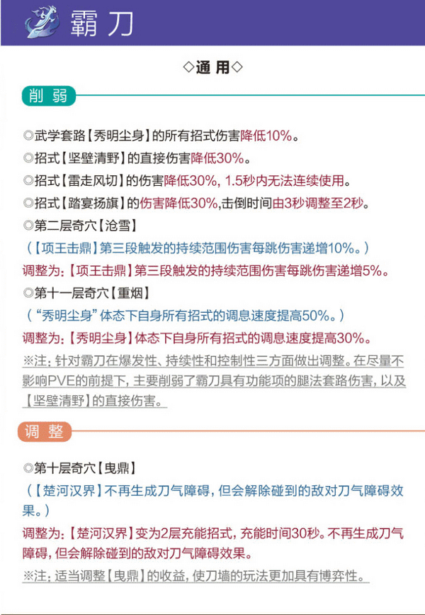 剑网3日月凌空全门派技能调整更新汇总公告