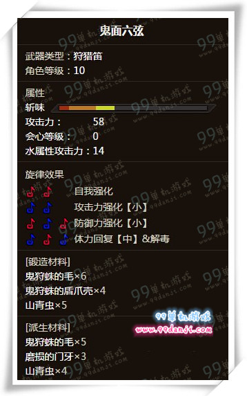 怪物猎人ol鬼面六弦怎么样 鬼面六弦制作素材一览