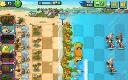 植物大战僵尸2中文版巨浪沙滩第6关攻略