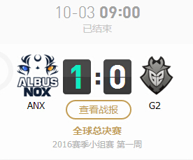 lol2016全球总决赛10月3日ANX vs G2视频直播地址