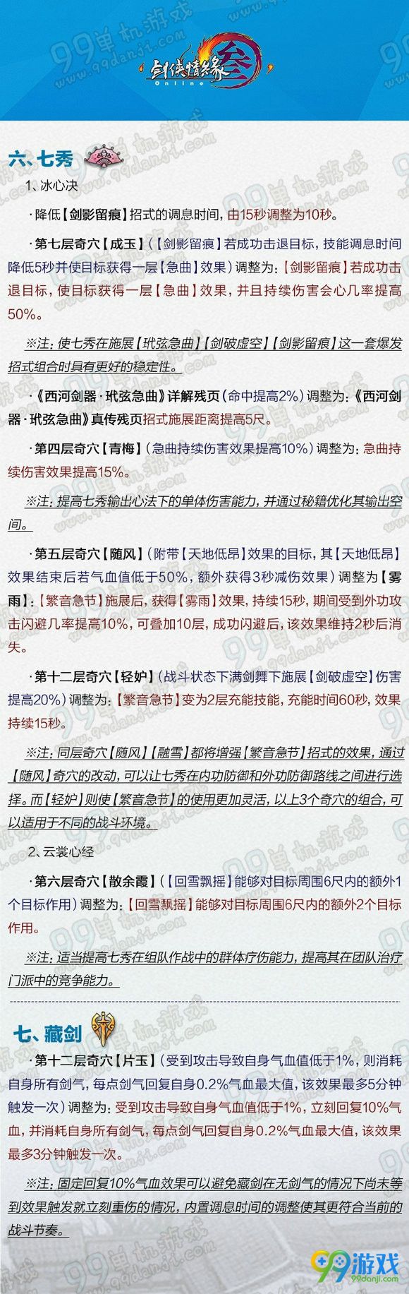 剑网3壮志凌云全门派技能改动说明汇总