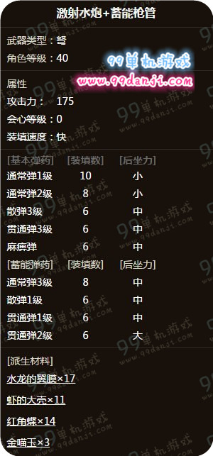 怪物猎人ol水龙弩炮激射水炮+蓄能枪管怎么样属性图