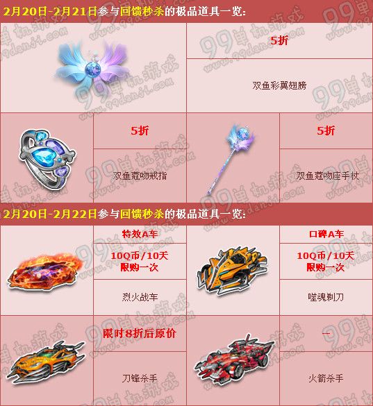 QQ飞车2016元宵节双鱼座宠物A车限时半价促销