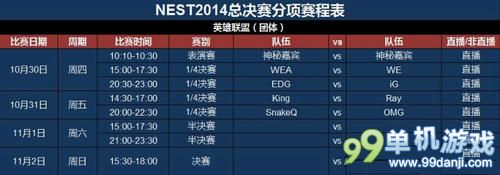 LOL英雄联盟NEST全国电子竞技大赛赛程表