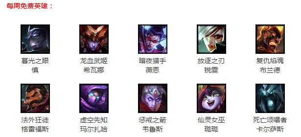 LOL12月11日周免 12月11日周免英雄更新公告