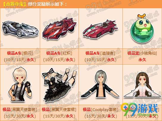 QQ飞车2016五一小长假点券夺宝火热更新永久极品一览