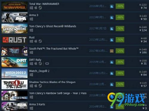 Steam2017年秋季特卖游戏汇总 11月23-29日特惠游戏