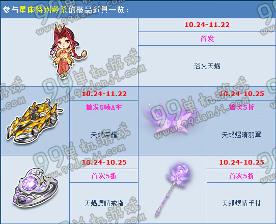 QQ飞车2015年万圣节周末大秒杀活动5折物品一览