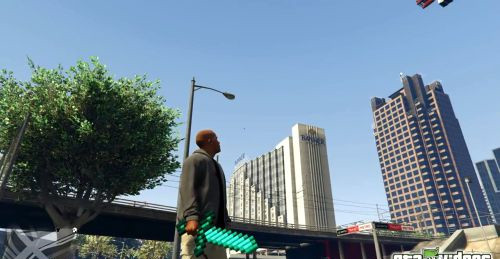 GTA5《我的世界》“大宝剑”MOD 像素征服罪恶之都