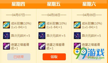 DNF2016.4月7日每日签到活动地址 领黄金品级调整箱