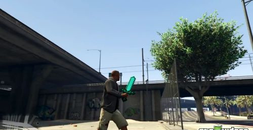 GTA5《我的世界》“大宝剑”MOD 像素征服罪恶之都