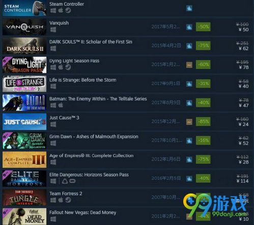 Steam2017年秋季特卖游戏汇总 11月23-29日特惠游戏