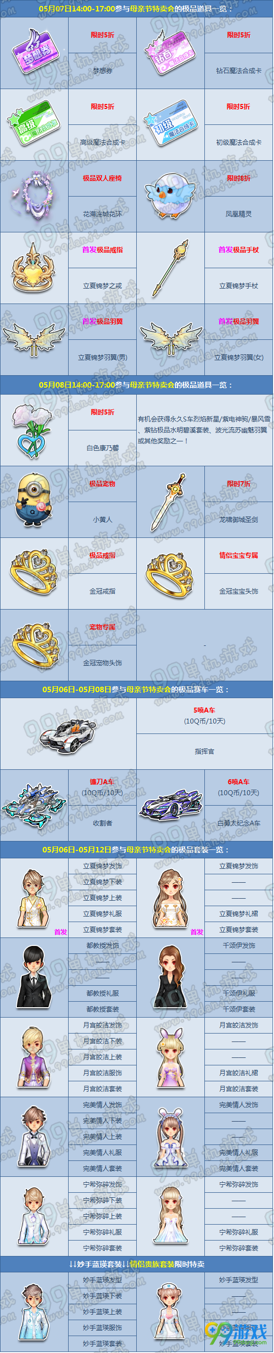 QQ飞车2016母亲节活动 5.6-12限时5折道具一览