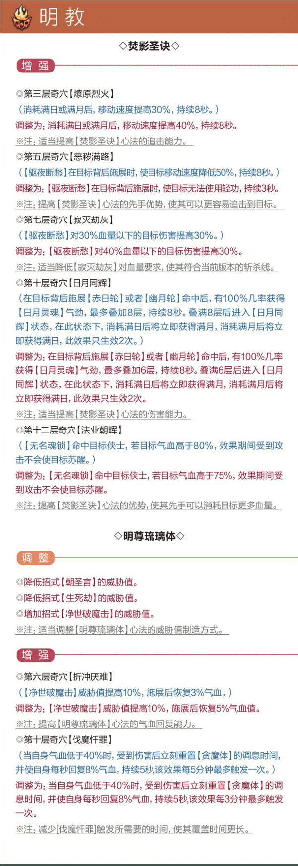 剑网3日月凌空全门派技能调整更新汇总公告