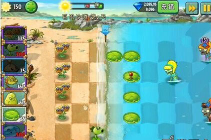 植物大战僵尸2中文版巨浪沙滩第2天攻略