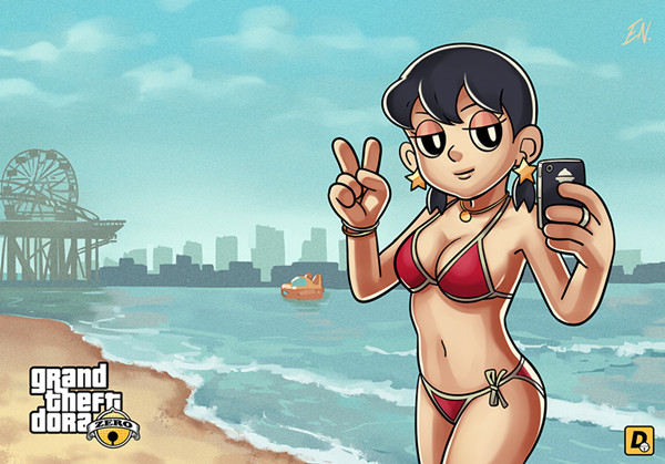 哆啦A梦版《GTA5》终极彩绘 清纯静香or静香？