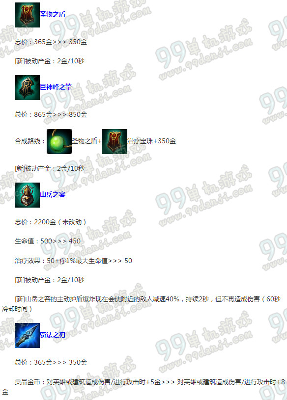 LOLS6季前赛辅助装备改动 LOLS6辅助装备改动说明