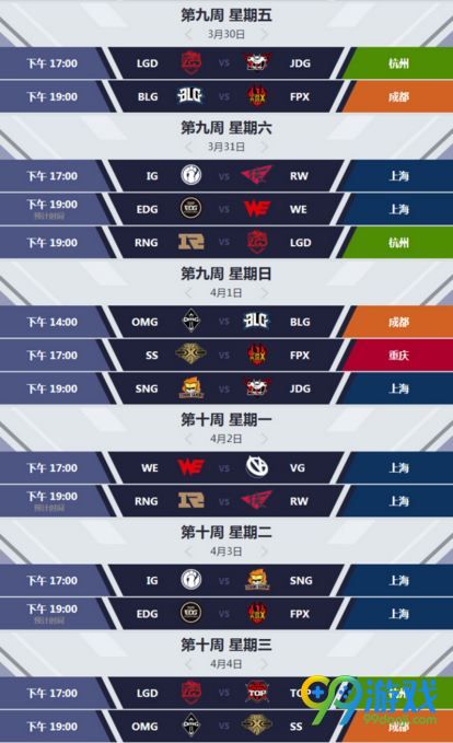LOL2018LPL春季赛赛程公布 十四支队伍十个比赛周