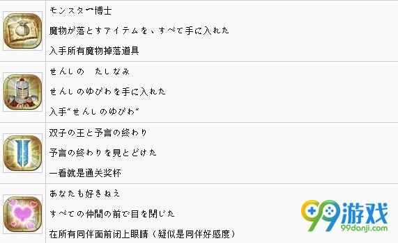 勇者斗恶龙英雄2中文奖杯一览 白金成就怎么达成